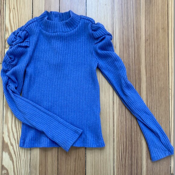 Janie an Jack Other - Janie and Jack Periwinkle Ribbed Puff Sleeve Mock Neck Top - Girls 5